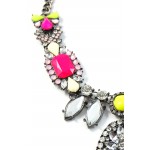 Neon Crystal Cluster Jewel Mix Statement Bib Necklace